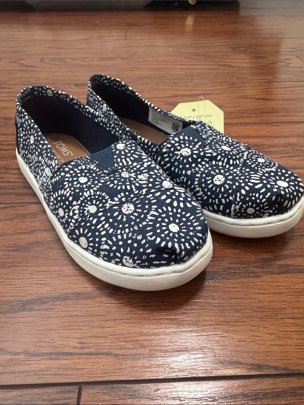 Toms Navy with White Floral Slip-On Shoes